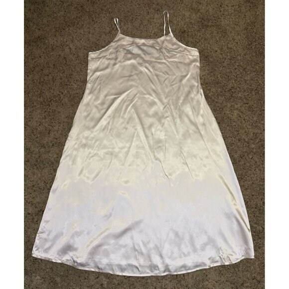 Womens Slip Long Nightgown Dress Gown Cream Satin Silky Romantic Feminine Sz 1X - Picture 1 of 6